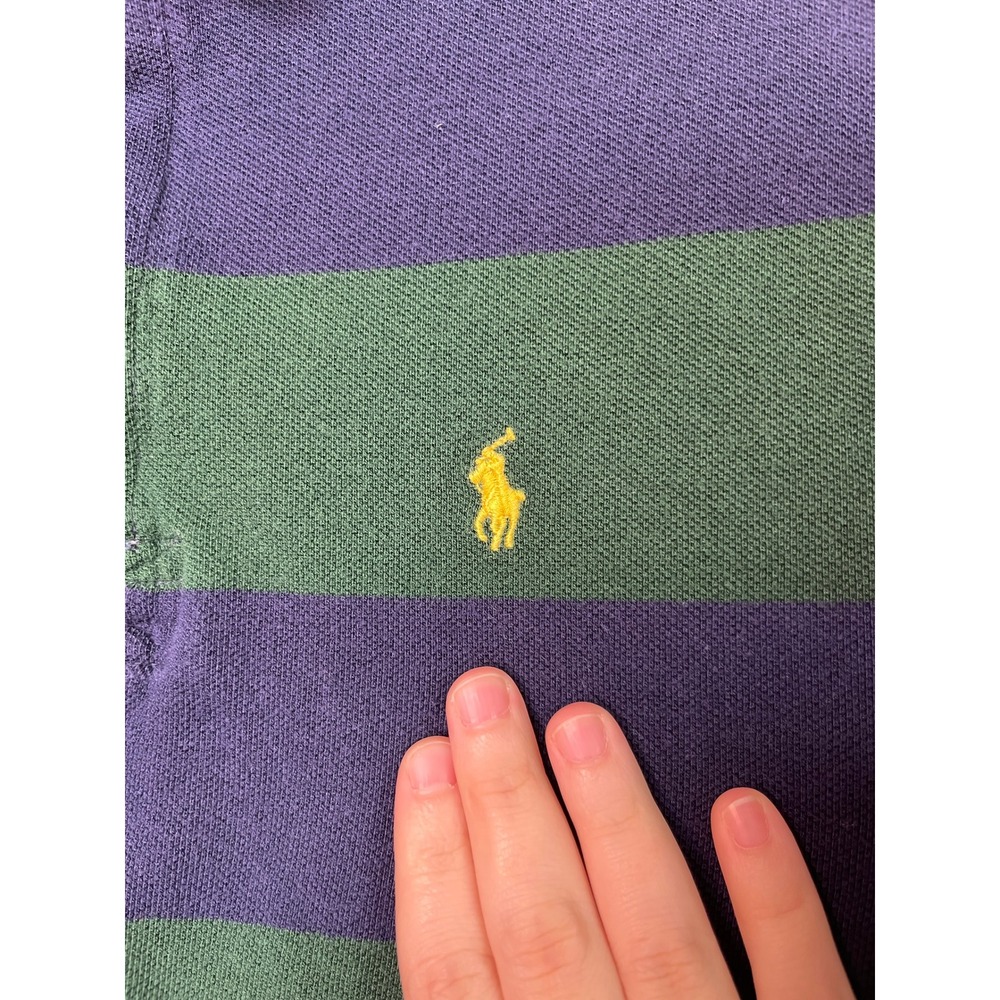 Polo Ralph Lauren Navy Blue Green Stripe Rugby Preppy Streetwear Shirt Boys M - Picture 4 of 5